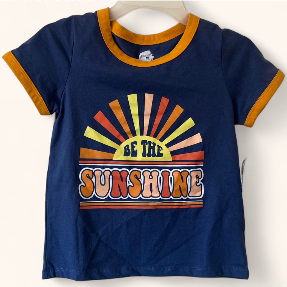 Girls Medium 7/8 Short Sleeve Be the Sunshine Ringer Graphic T-Shirt